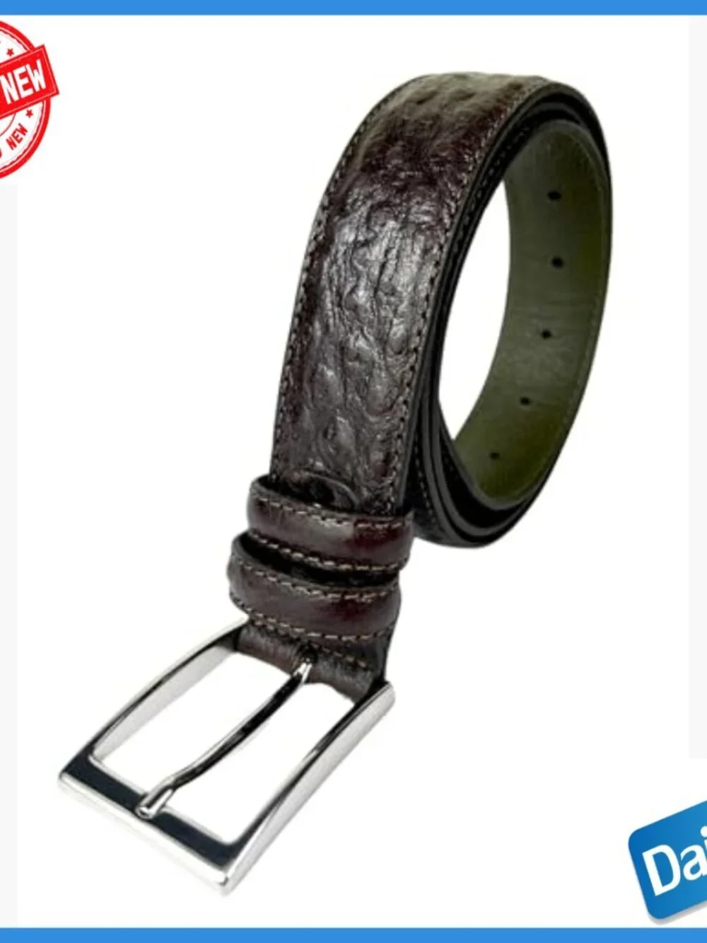 Italian Ostrich Leather Belt for Men, Dress Style, 44